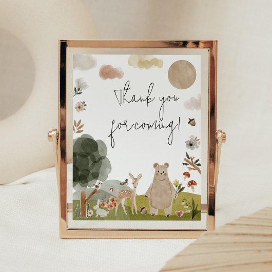 Poster Boho Woodland Baby shower Merci pour venir