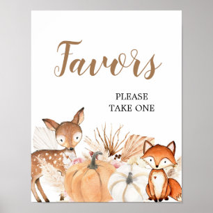 Poster Boho Woodland Citrouille Baby shower Fête Faveurs