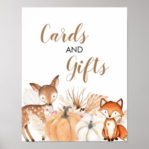 Poster Boho Woodland Citrouille Baby showers Cartes et ca