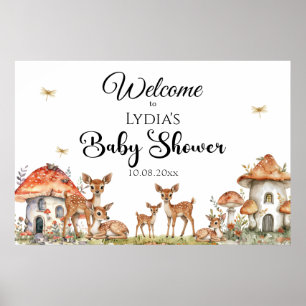 Poster Boho Woodland Forest Animaux Baby shower Bienvenue