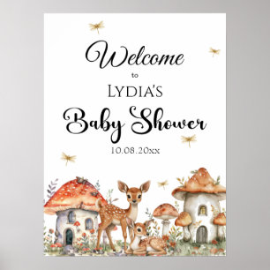Poster Boho Woodland Forest Animaux Baby shower Bienvenue
