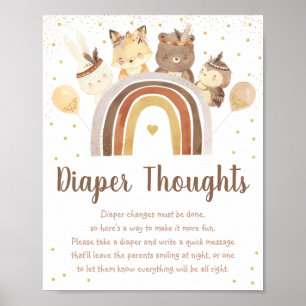 Poster Boho Woodland Rainbow Gold Baby Pensées