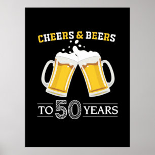 Poster Boire de bière Cheers et bières à 50 ans Anniversa