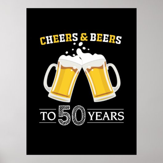 Poster Boire de bière Cheers et bières à 50 ans Anniversa (Devant)