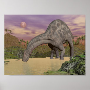 Poster Boire de dinosaure de Dicraeosaurus - 3D rendent