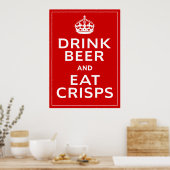 Poster Boire de la bière et manger des croustilles ~ Brit (Cuisine)