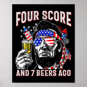 Poster Boire de la bière le 4 juillet Patriote Quatre-vin