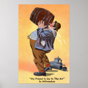 Poster Boire de la bière Man Bar Tavern Vintage