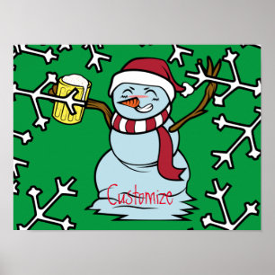 Poster Boire de la bière Snowman Thunder_Cove