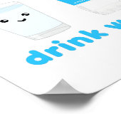 Poster Boire de l'eau - Conception Kawaii (Coin)