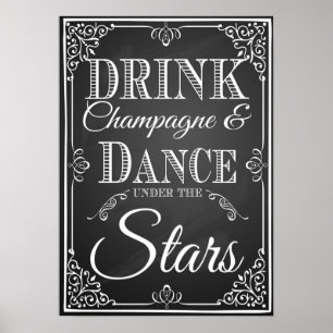 Poster Boire du champagne et danser sous les étoiles" pri