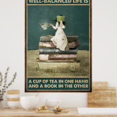 Poster Boire Du Thé Et Lire L'Amour (Cuisine)