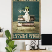 Poster Boire Du Thé Et Lire L'Amour (Bureau à domicile)