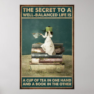 Poster Boire Du Thé Et Lire L'Amour
