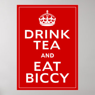 Poster Boire du thé et manger de la biccy ~ British Fun