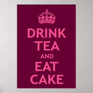 Poster Boire du thé et manger du gâteau