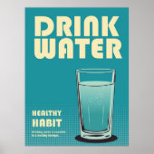 Poster Boire Eau Slogan Bauhaus Pop Art Style Design (Devant)
