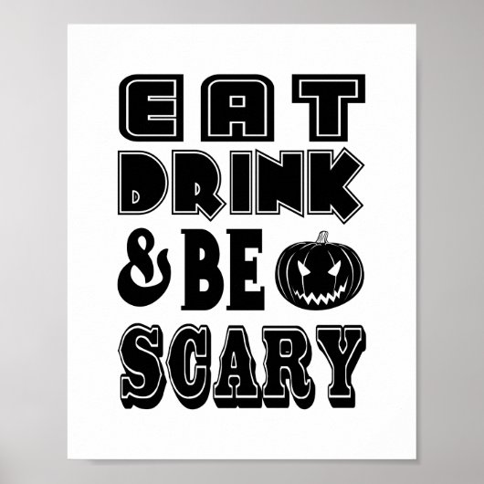 Poster BOIRE ET FAIRE PEUR Dîner D'Halloween drôle (Devant)