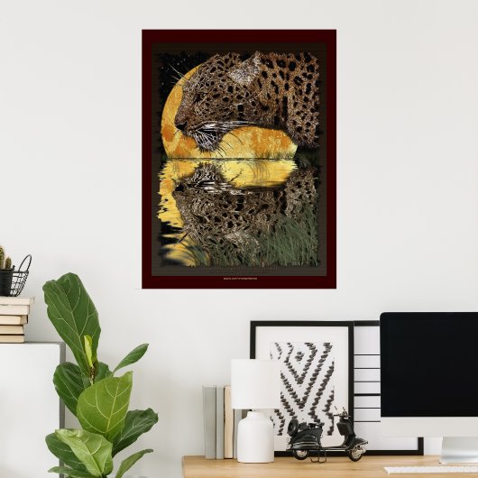 Poster BOIRE LEOPARD à l'affiche d'art SUNSET (Bureau à domicile)