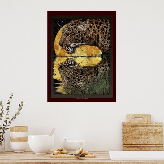 Poster BOIRE LEOPARD à l'affiche d'art SUNSET (Cuisine)