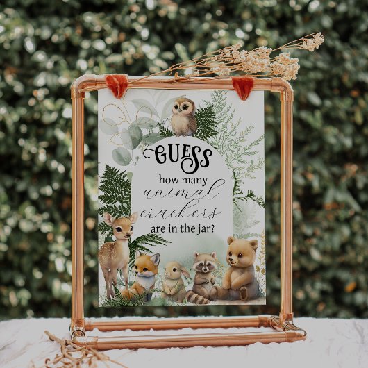 Poster Bois animal Green jeu de Baby shower