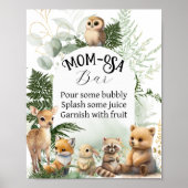Poster Bois animal vert momosa bar Baby shower (Devant)
