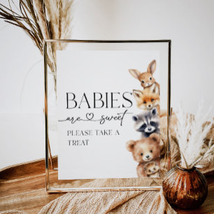 Poster Bois Animaux Baby shower moderne Sweet Treat