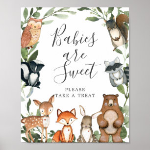 Poster Bois Animaux Baby showers Bébés sont doux signe