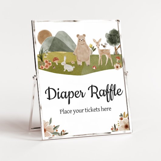Poster Bois Animaux Boho Baby shower Déchets Raffle