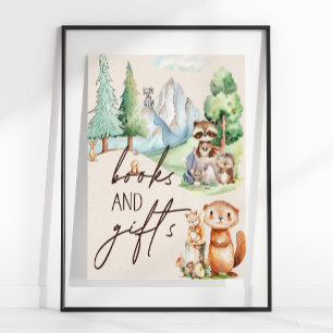 Poster Bois Animaux Boho Baby shower Livres Cadeaux Symbo
