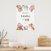 Poster Bois animaux de la forêt signe d'anniversaire (Cuisine)