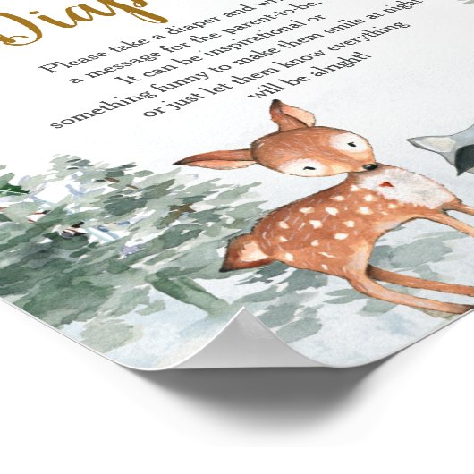 Poster Bois Animaux d'hiver Forêt Diapeurs nocturnes (Coin)