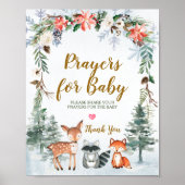 Poster Bois Animaux d'hiver Forêt Prières pour bébé (Devant)