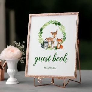 Poster Bois Animaux Douche Livre Guest Book
