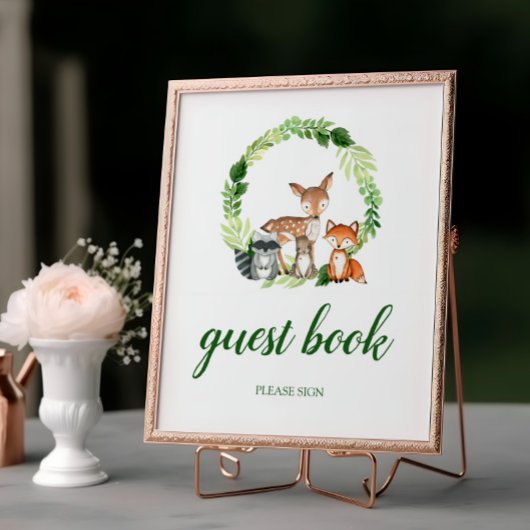 Poster Bois Animaux Douche Livre Guest Book