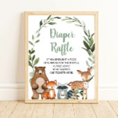 Poster Bois Animaux Moissonneuse baby shower du chapelet