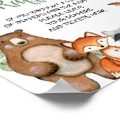 Poster Bois Animaux Moissonneuse baby shower du chapelet (Coin)