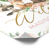 Poster Bois Animaux Rose Floral Anniversaire Bienvenue (Coin)
