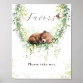 Poster Bois Animaux Végétation Bébé Garçon Douche Faveurs (Devant)