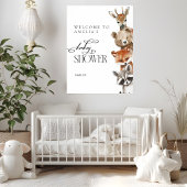 Poster Bois Aquarelle Animaux Baby shower moderne