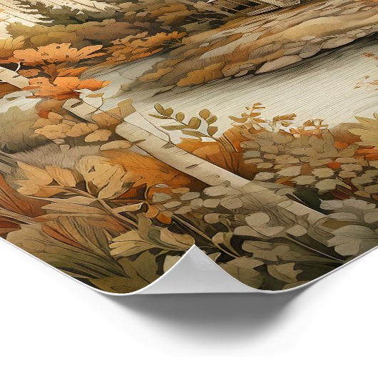 Poster Bois Art Cosy Cabine Bois Peinture (Coin)