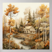 Poster Bois Art Cosy Cabine Bois Peinture (Devant)
