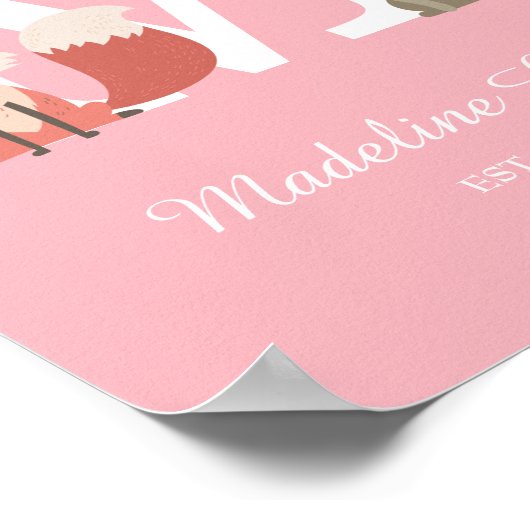 Poster Bois bébé Monogramme initial Pink Nursery (Coin)