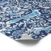 Poster Bois Bleu Bleu Blanc Forêt Renard Lapin Oiseau (Coin)