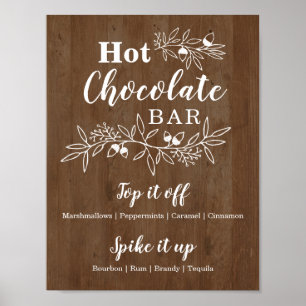 Poster Bois Chocolat Bar Menu Mariage