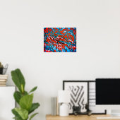 Poster Bois colorés rouges et bleus (Bureau à domicile)