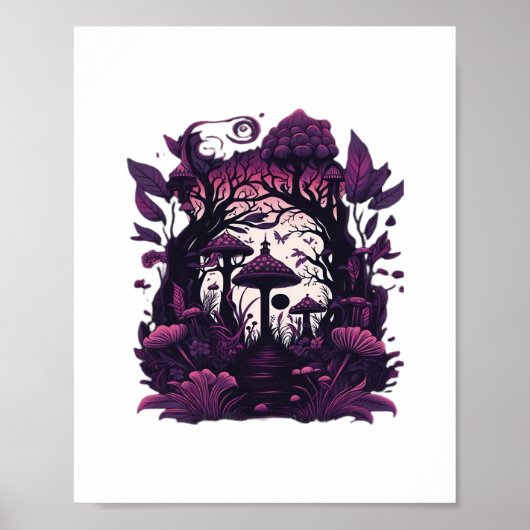 Poster Bois de champignons Whimsigoth Witchy sérigraphie (Devant)