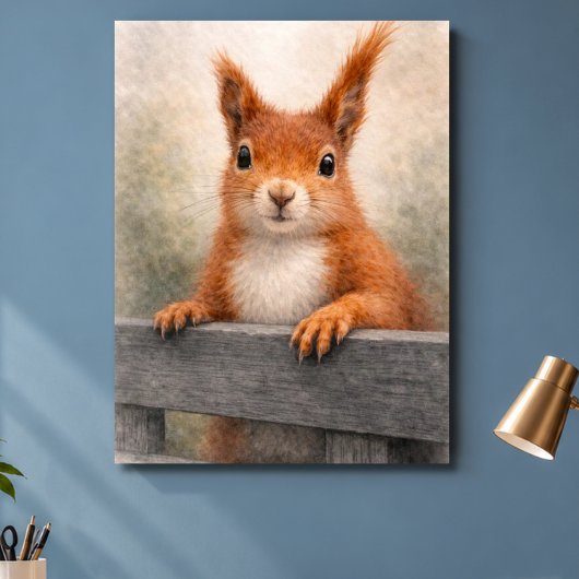 Poster Bois de faune à écureuil roux