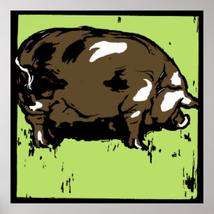 Poster Bois de ferme victorienne Animaux de la ferme Coch