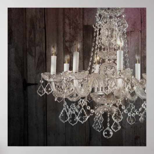 Poster Bois de grange Chandelier vintage parisien (Devant)